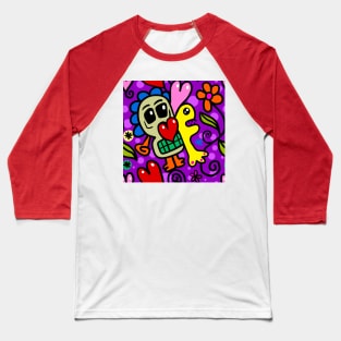 Doodle Skull Colorful Funky Design Baseball T-Shirt